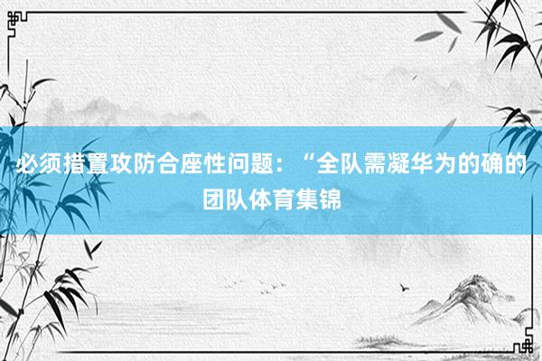 必须措置攻防合座性问题：“全队需凝华为的确的团队体育集锦