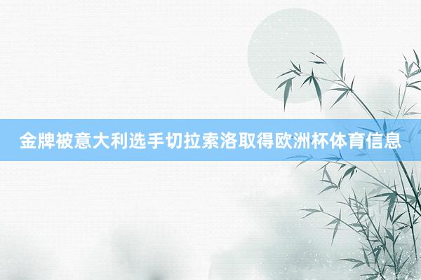 金牌被意大利选手切拉索洛取得欧洲杯体育信息
