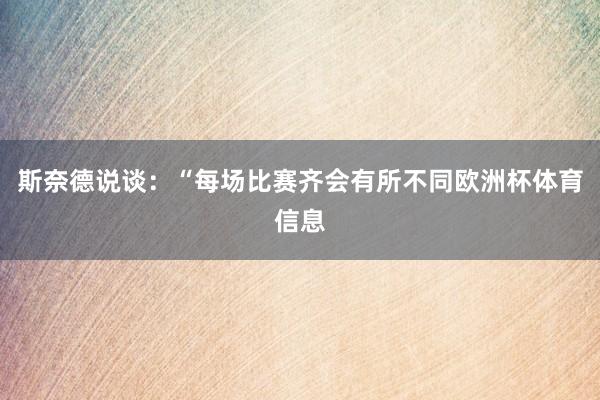 斯奈德说谈：“每场比赛齐会有所不同欧洲杯体育信息
