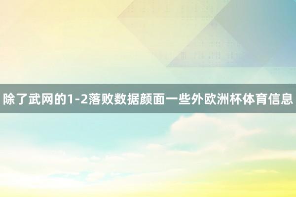 除了武网的1-2落败数据颜面一些外欧洲杯体育信息