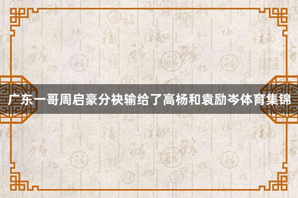 广东一哥周启豪分袂输给了高杨和袁励岑体育集锦