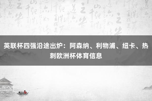 英联杯四强沿途出炉：阿森纳、利物浦、纽卡、热刺欧洲杯体育信息