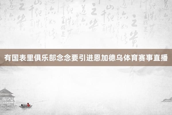 有国表里俱乐部念念要引进恩加德乌体育赛事直播