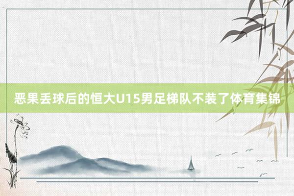 恶果丢球后的恒大U15男足梯队不装了体育集锦
