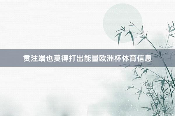 贯注端也莫得打出能量欧洲杯体育信息