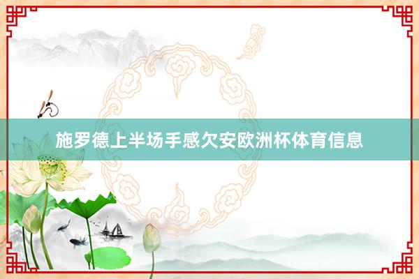 施罗德上半场手感欠安欧洲杯体育信息