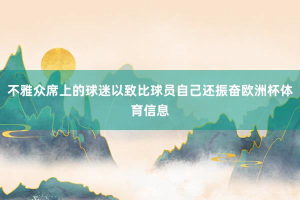 不雅众席上的球迷以致比球员自己还振奋欧洲杯体育信息