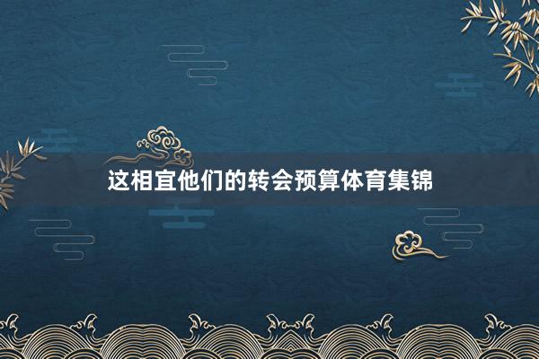 这相宜他们的转会预算体育集锦
