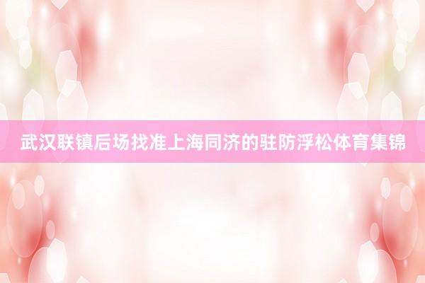 武汉联镇后场找准上海同济的驻防浮松体育集锦