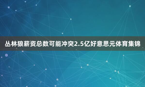 丛林狼薪资总数可能冲突2.5亿好意思元体育集锦