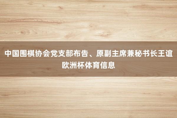 中国围棋协会党支部布告、原副主席兼秘书长王谊欧洲杯体育信息