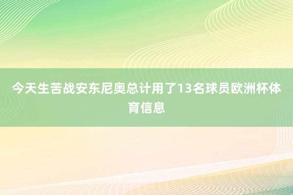 今天生苦战安东尼奥总计用了13名球员欧洲杯体育信息