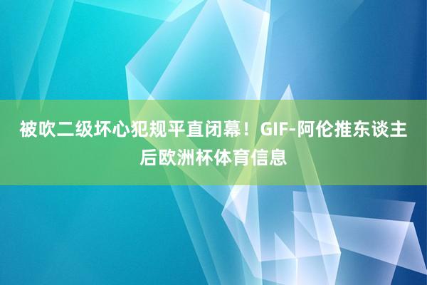 被吹二级坏心犯规平直闭幕！GIF-阿伦推东谈主后欧洲杯体育信息