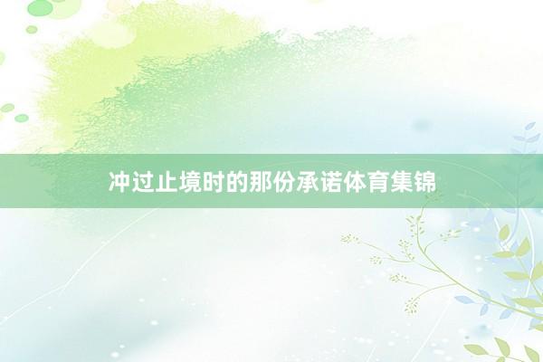 冲过止境时的那份承诺体育集锦