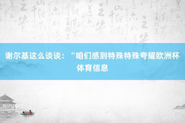 谢尔基这么谈谈：“咱们感到特殊特殊夸耀欧洲杯体育信息