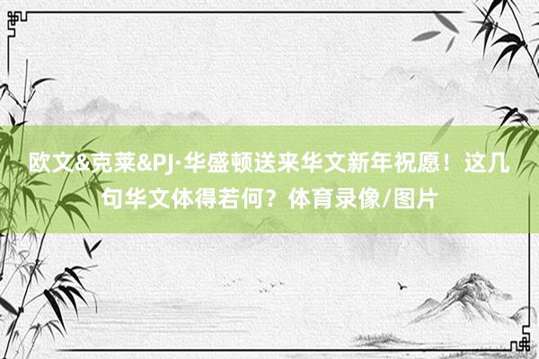 欧文&克莱&PJ·华盛顿送来华文新年祝愿！这几句华文体得若何？体育录像/图片
