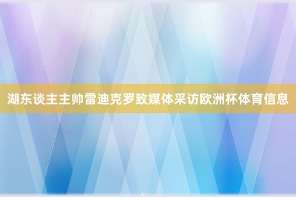 湖东谈主主帅雷迪克罗致媒体采访欧洲杯体育信息