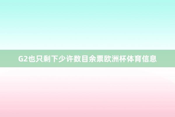 G2也只剩下少许数目余票欧洲杯体育信息